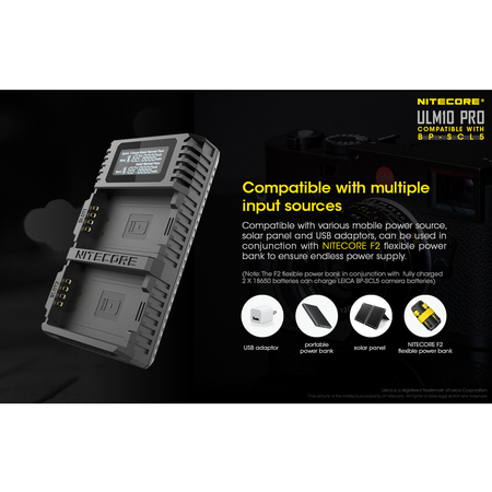 Nitecore ULM10 Pro Digital QuickCharge 2.0 USB Battery Charger for Leica BP-SCL5 Batteries ULM10PRO